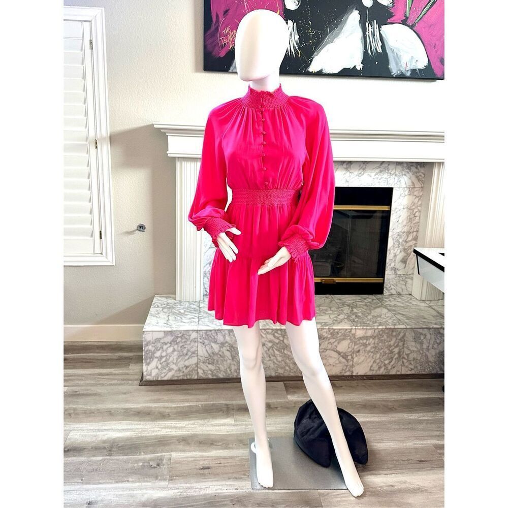 Alice + Olivia smocked Lavinia blouson mini dress  Size 2 New with tags - Picture 2 of 10